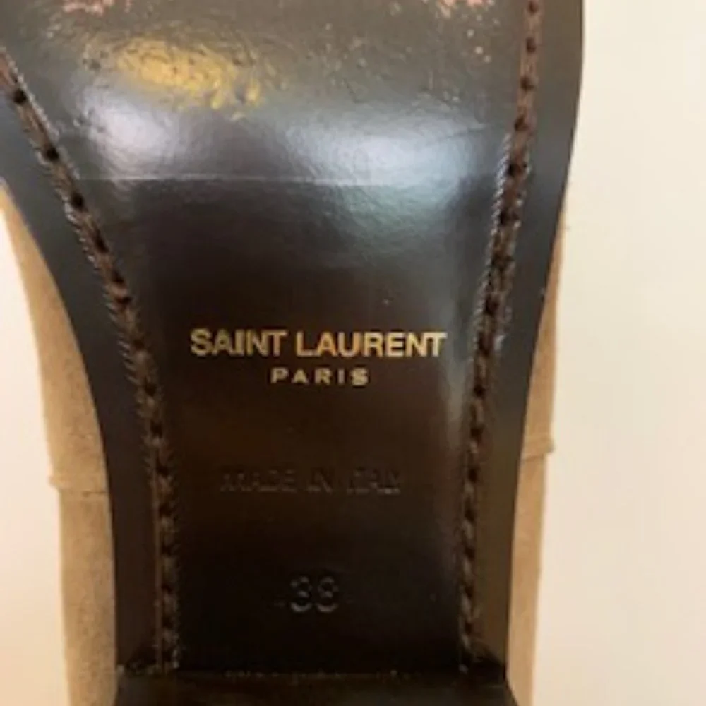 YSL 'West Jodhpur' Heeled Suede Ankle Boots - Size US 7/7.5 (EU 38) - Picture 7 of 7